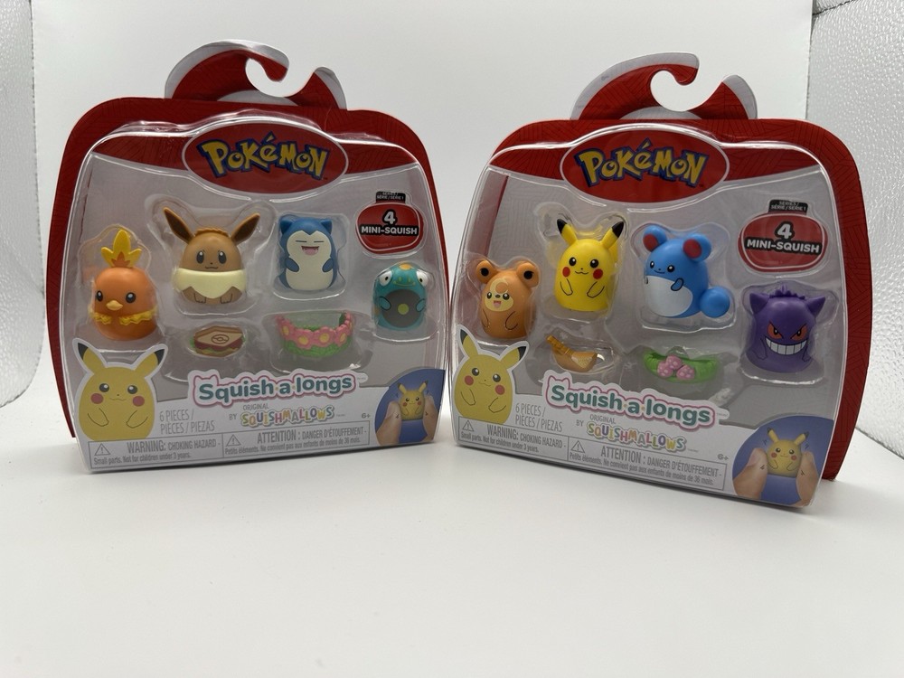 NEW Squish a Longs Squishmallows Pokemon Series 1 Figure Sets Pikachu Eeve & Mor