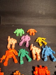 Lot of 13 Total Vintage Robot Mini Figures 11 Soft Eraser And 2 Hard Plastic Toy