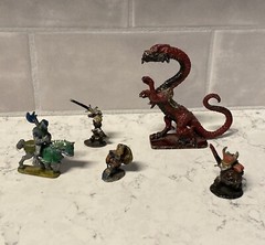 Vintage Metal Miniature Figurines Dungeons & Dragons Tabletop Lot of 5 w/ Dragon