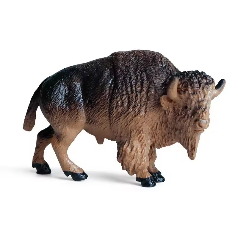 Bison Toy Action Figure Small Animal Figurine Doll Gift for Kids