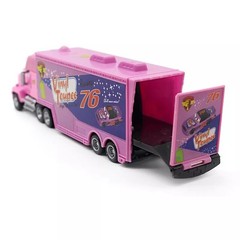 2Pcs Disney Pixar Cars No.76 Vinyl Toupee Hauler Truck with Car Diecast Toy Set