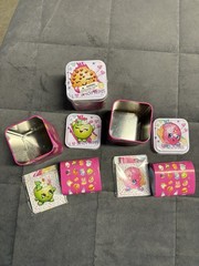 Shopkins Merch Mixed Lot Of 9 Items: Plush, Bracelets, Book, Organizer & More