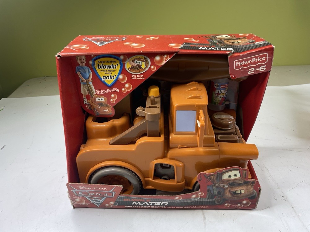 Fisher Price Disney Pixar Cars 2 Bubble Mater Tow Push Mower – Rare Vintage NEW