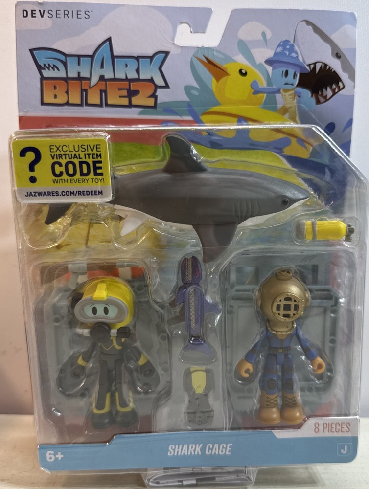 Roblox DevSeries Shark Bite 2 Shark Cage Figure Set W/Exclusive Virtual Code NIB