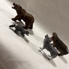 Schleich Animal Figures Lot Of 4 Bear Wolf Hippo Raccoon