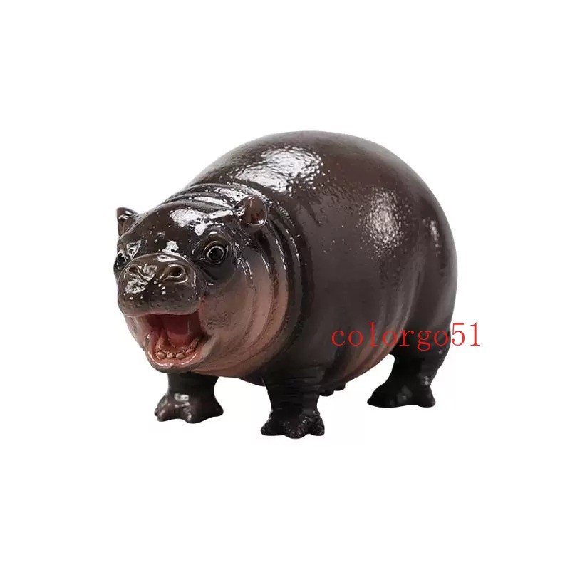 JXK Realistic Baby Hippo GK Resin Figure Cute Animal Model Collectible L 10cm