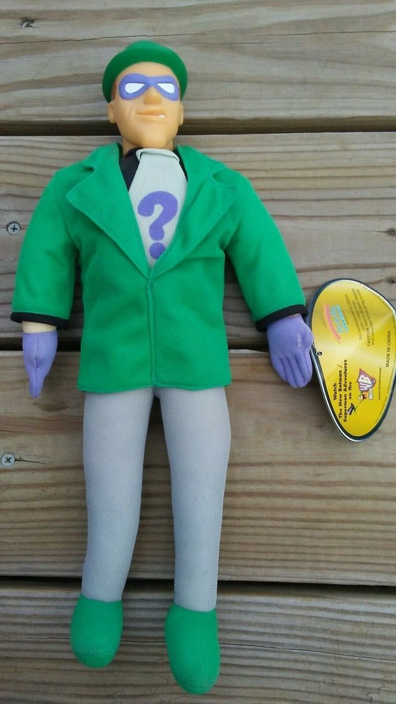 1998 New Batman/ Superman Adv – THE RIDDLER 13.5″ Soft Body PVC & Fabric Doll