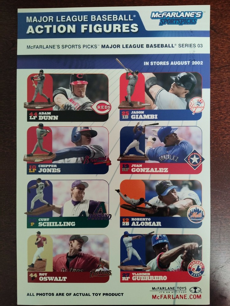 2002 McFarlane’s Sportspicks Action Figures 5 1/2 x 8 1/2 Inch Promotional Sheet