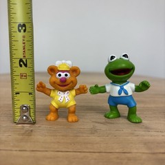 Vtg 1986 Muppet Babies Kermit the Frog and Fozzie Bear PVC Figures 80s Toy Retro