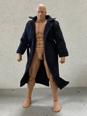 PB-LTC2-BLK: 1/12 Black Fabric Wired Trench Coat for 6″ action figure body