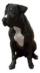 Pitbull Lab Mix Dog Figurine 3D Printed Black & White Dog Lover Gift Decor
