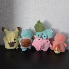 5 mini ditto faced Pokemon plushies set Kawaii Pikachu Charmander Bulbasaur