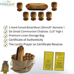 Holy Land Market Meal That Heals Olive Wood Communion Set – Six Cups and one