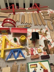 Huge Wooden Train Track Lot 140+ Pcs – fits Thomas Brio Melissa Doug – Bridges