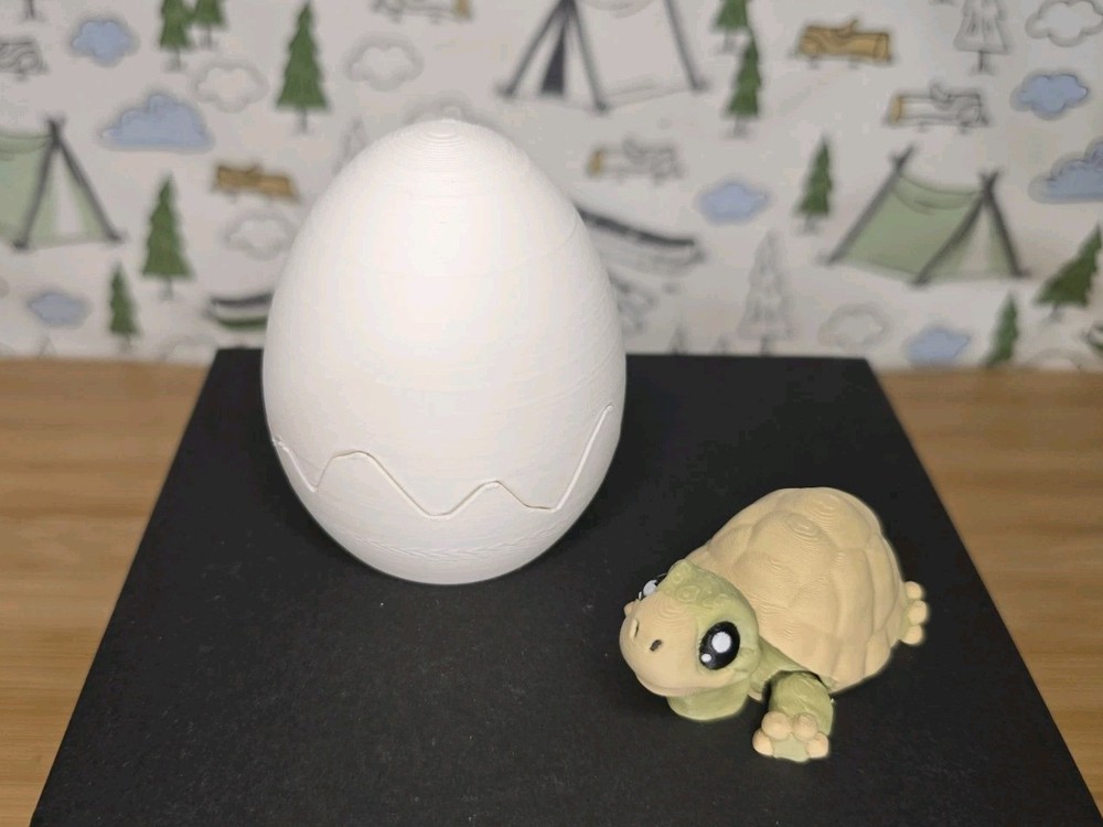 🐢 Mini Tortoise with Egg – 3D Printed Articulated Flexi Fidget Toy Desk! 🐢