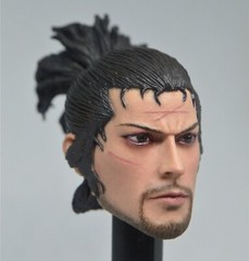 Miyamoto Musashi Samurai Sword Man Head Carved 1/6 Scale DIY 12” Action Figure