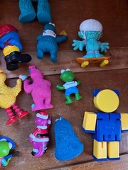 Large Mixed Lot of Plastic Rubber Vinyl Barney Sesame Street TV Character Play