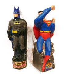 DC Comics Batman & Superman 10 oz Bubble Bath Bottles Kid Care 1990’s