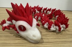 3D Printed, 3D Articulated Dragon 24in Glow In The Dark Red / White Dual Color