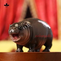 JXK Realistic Baby Hippo GK Resin Figure Cute Animal Model Collectible L 10cm