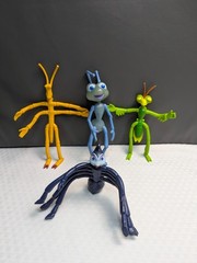 Vintage 1990s Disney Pixar A Bugs Life Set of Four Bendable Figures