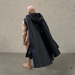 KC-HC-RG-BK: 1/12 Black Wired Hooded Cape for 6″ Action Figures