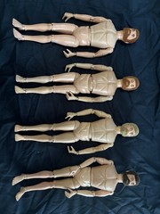Lot of 4 Poseable Male Action Figures w/ Flocked Hair & Beards, Beige