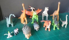 Lot of 13 Mixed Toy Plastic Rubber Dinosaurs. Great for school projects