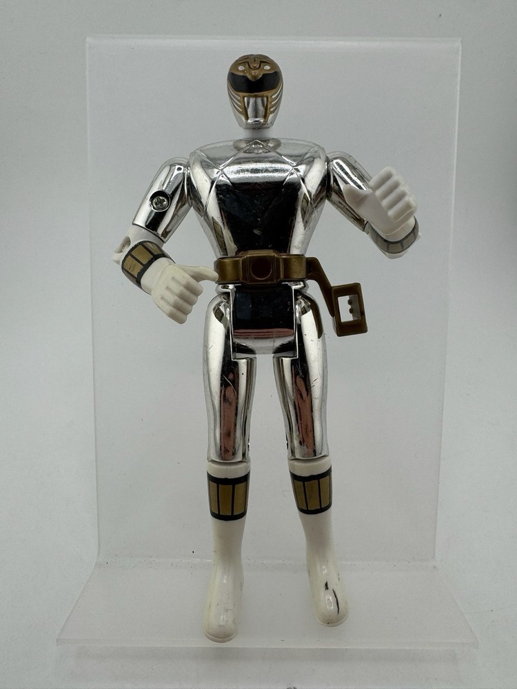 Vintage Mighty Morphin Power Rangers Silver Ranger Action Figure Metallic