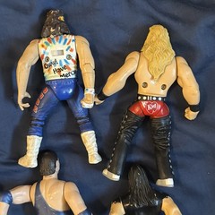 JAKKS WWF BCA Lot Bone Crunching Action Edge Owen Hart Jerry Lawler Dude Love