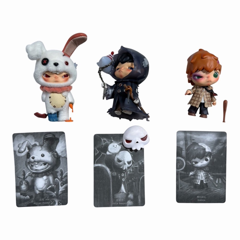 Lot of 3 Hirono Monsters Carnival Series Killer Bunny Grim Reaper Zombie