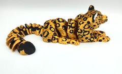 2pcs – 3D Printed Animal Snow Leopard 8.3 inches, Flexible, Gold & White