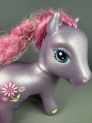 Vintage 2002 G3 My Little Pony Petal Blossom Purple Shimmer Pink Extra Long Hair
