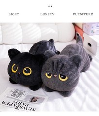 50-90cm Giant Black Cat Plush Toy Kawaii Cuddly Stuffed Pillow Kids Gift