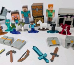 Minecraft Action Figure 34 Pc Lot Mixed Characters Blocks Varies Sizes Metal