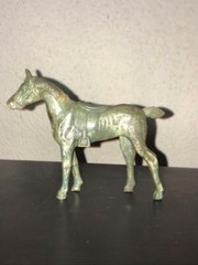 Ajax or Archer Standing Horse in Mottled Green Hard Plastic 45mm Scale