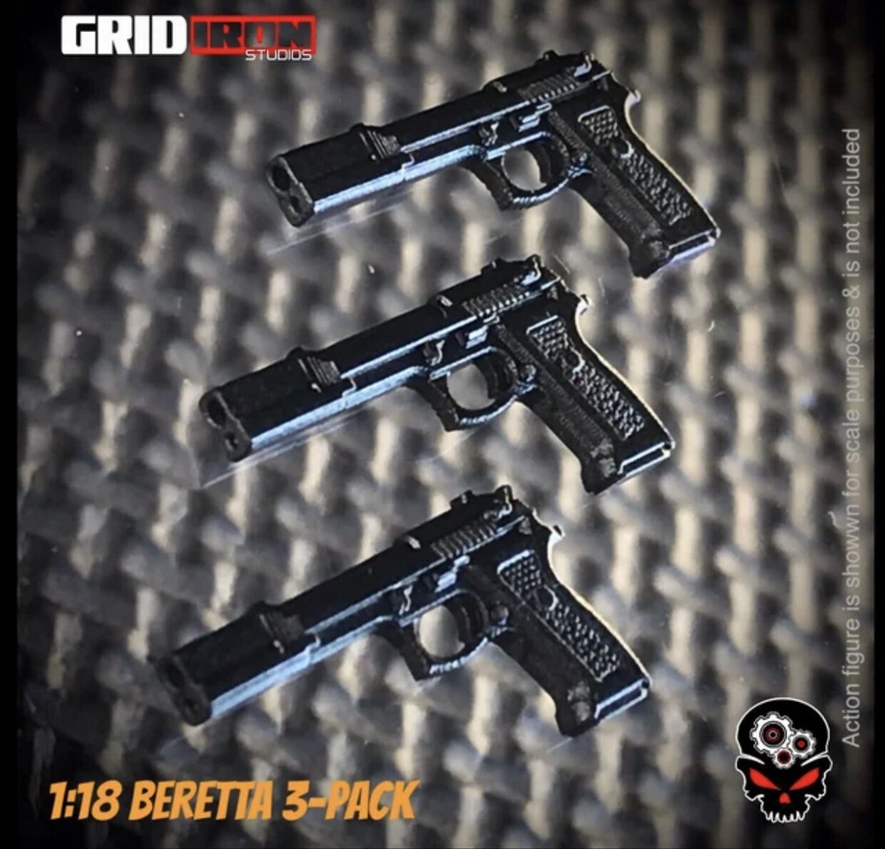 1:18 3-PACK Beretta Pistols For G.I. Joe 3.75” Joytoy Arah 25th Weapons G161