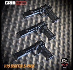 1:18 3-PACK Beretta Pistols For G.I. Joe 3.75” Joytoy Arah 25th Weapons G161
