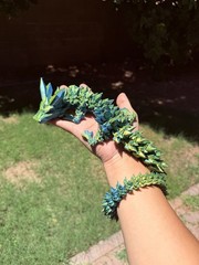 3D Printed Crystal Dragon 21” 60cm Articulated Fidget Toys, Yellow Blue