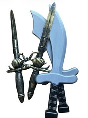 Batman Action Figure Gray Black Yellow Plastic with Sword & Dagger Accessories