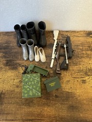 GI Misc Accessories 1960s -Damaged Shoes, Weapons Field items- READ DETAILS