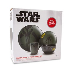 Star Wars Boba Fett Mandalorian 4-Piece Stoneware Dinner Set