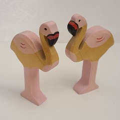 Holztiger Flamingo Wood Toy Lot of 2 Pink Bird Animals