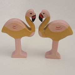 Holztiger Flamingo Wood Toy Lot of 2 Pink Bird Animals