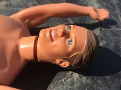 Mattel 1968 Repro Ken Doll Brunette Brown Hair Blue Green Hazel Eyes Indonesia