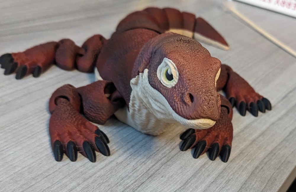 3d printed articulated Komodo dragon