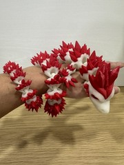 3D Printed, 3D Articulated Dragon 24in Glow In The Dark Red / White Dual Color