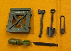 G.I. GI JOE gijoe BIVOUAC WEAPONS PARTS LOT #6 machete axe shovel bomb FREE SHIP