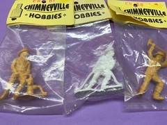 3 Vintage FIREMAN Chimneyville Hobbies 3 Inch Resin Plastic Figures Unpainted