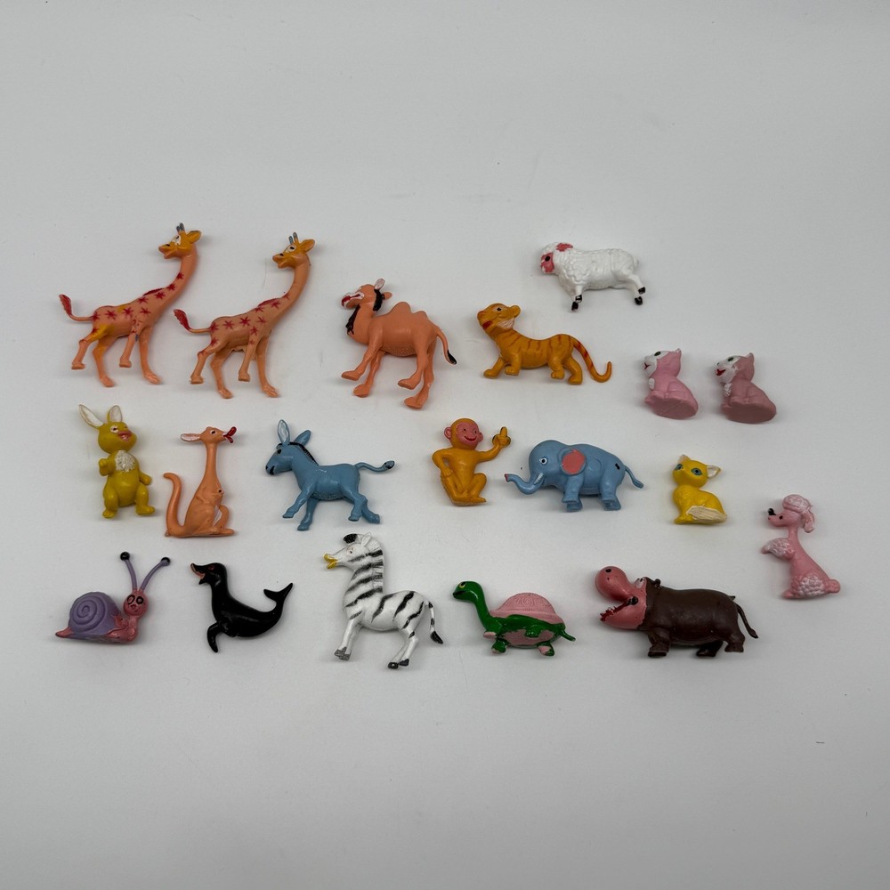 Vintage 1960s Miniature Plastic Animal Figures Lot 19pc Hong Kong Zoo Circus